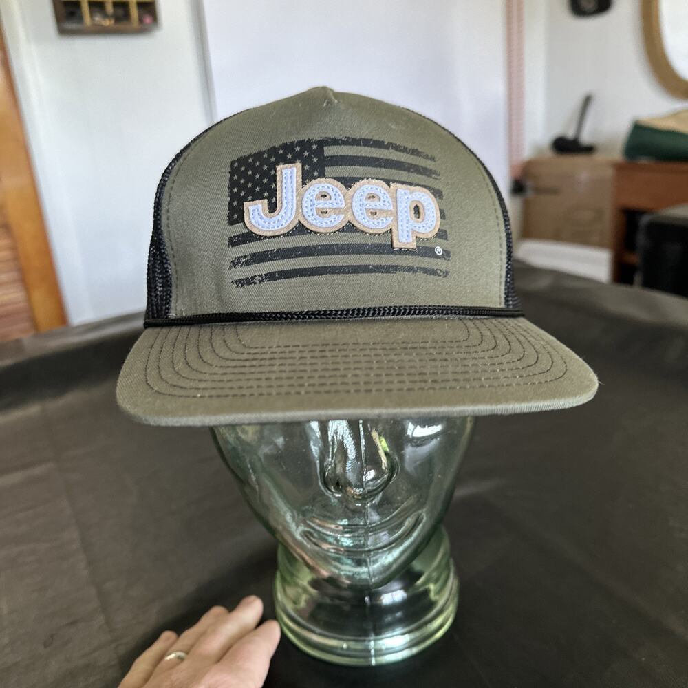 Jeep Star Adjustable Mesh Trucker Hat Black/Green